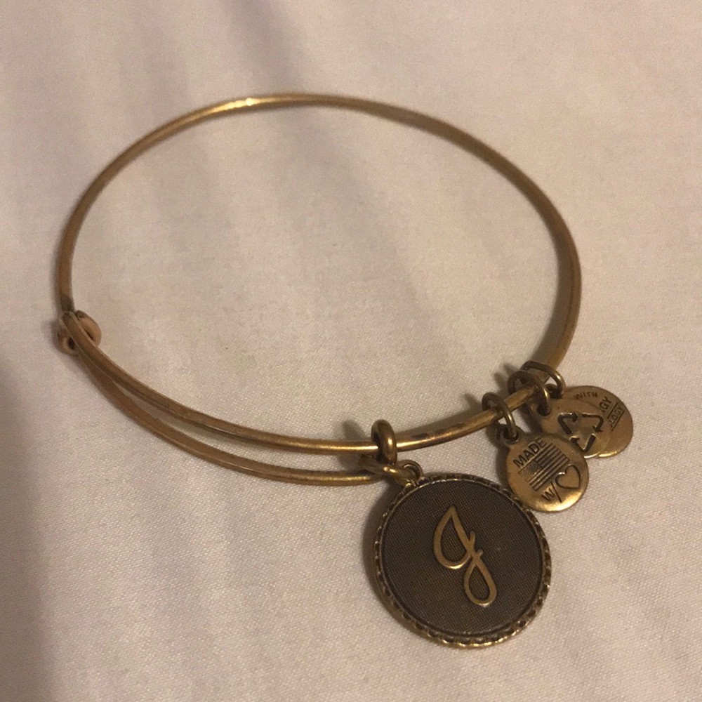 Alex and Ani J Bracelet Gold Bronze